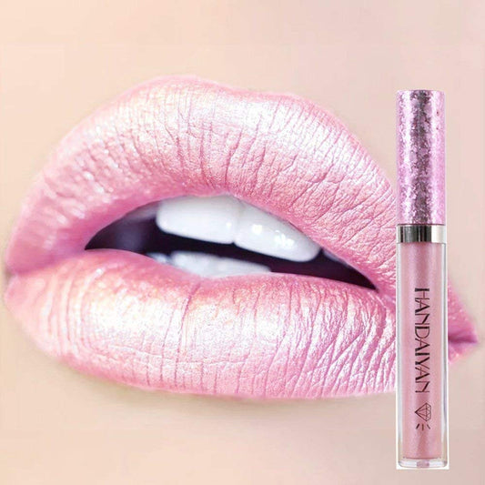 AIPUDE Metallic Diamond Liquid Glitter Shimmer Lipstick Nonstick Cup Makeup Lip Gloss (A)