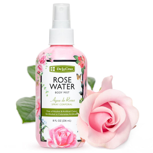 De La Cruz Rose Water Body Mist - Rosewater Spray for Face, Skin and Hair 8 fl oz (1 Bottles)