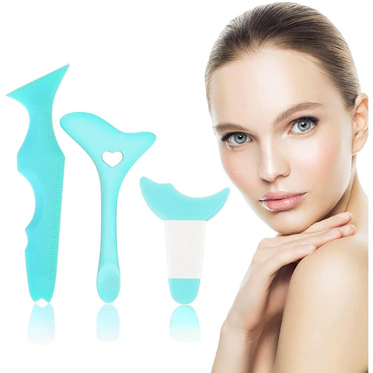 3Pcs Eyeliner Stencils Silicone Eyeliner Aid Multifunctional Makeup Tool Winged Eyeliner Tool Reusable Eyeliner Eyelash Eyeshadow Lipstick Mascara Eyeliner Applicators Guide