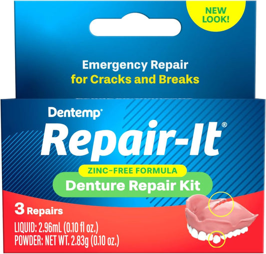 Dentemp Repair Kit - Repair-It Advanced Formula Denture Repair Kit - Denture Repair Kit Repairs Broken Dentures - Denture Repair to Mend Cracks & Replace Loose TeethÉ