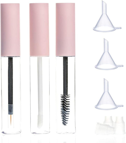 ICEYLI 10ml Empty Mascara Tube, Eyeliner Tube and Lip Gloss Tubes Rubber Inserts and Funnels for Castor Oil, Ideal Kit for DIY Cosmetics
