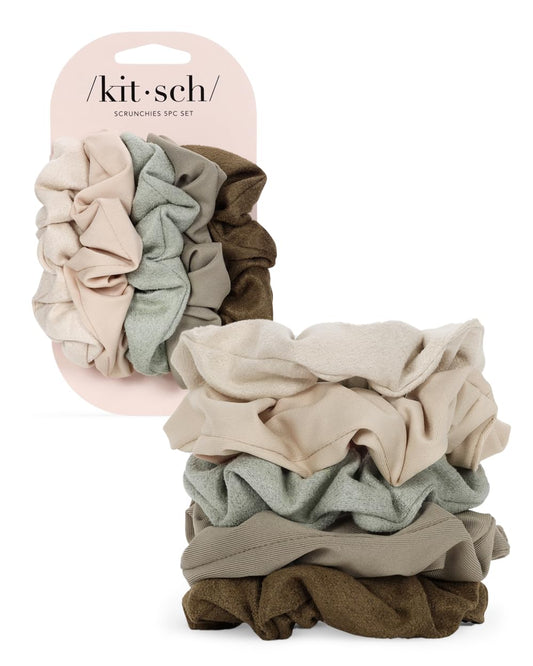Kitsch Scrunchies for Women's Hair - Assorted Hair Scrunchies | Large Hair Ties for Women | Holiday Gift, Hair Tie Scrunchies for Girls, Cute Scrunchie, Hair Bands & Ponytail Holders, 5pc (Eucalyptus)