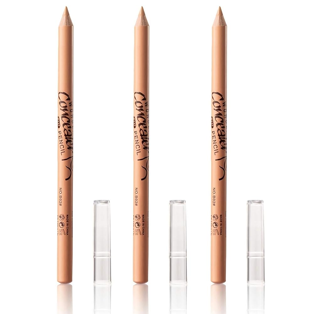3 PCS Wonder Concealer Pencil, Contour Concealer Stick Highlighter Set, Waterproof Full Coverage Foundation Concealer for Eye Dark Circles Spot, Scar, Tattoos (B02#)