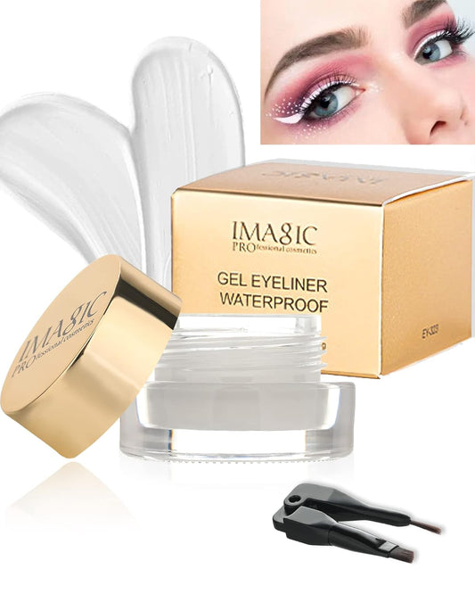 White Eyeliner Gel Pot, Long Lasting Waterproof Eyeliner Cream Gel, High-Intensity Pigments Smudge-Proof Eye Liner Eyebrow Pomade, Makeup Gift for Women Girl delineador de ojos contra el agua