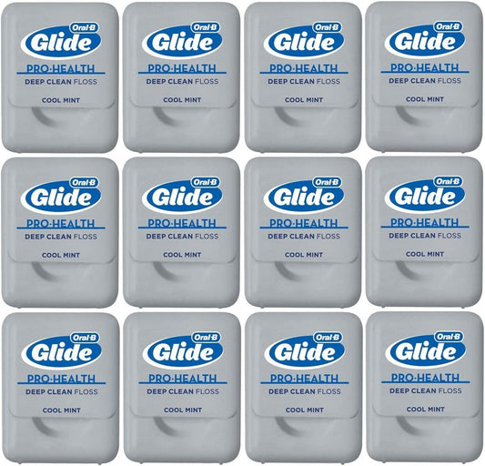 Glide Oral-B Pro-Health Deep Clean Floss, Cool Mint, Small Size 4 Meters (4.3 Yards) - Pack of 12