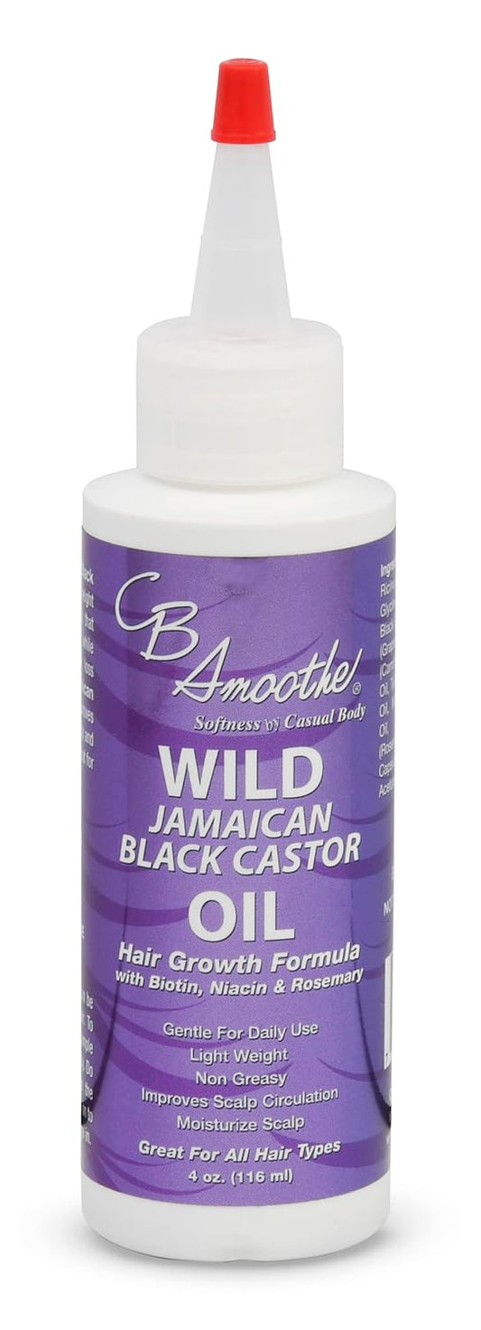 CB Smoothe Wild Jamaican Black Castor Oil - Healthy Hair Growth Serum With Biotin, Niacin, & Rosemary - Promotes Scalp Circulation & Natural Growth - Lightweight, Non Greasy Formula - 4oz Bottle