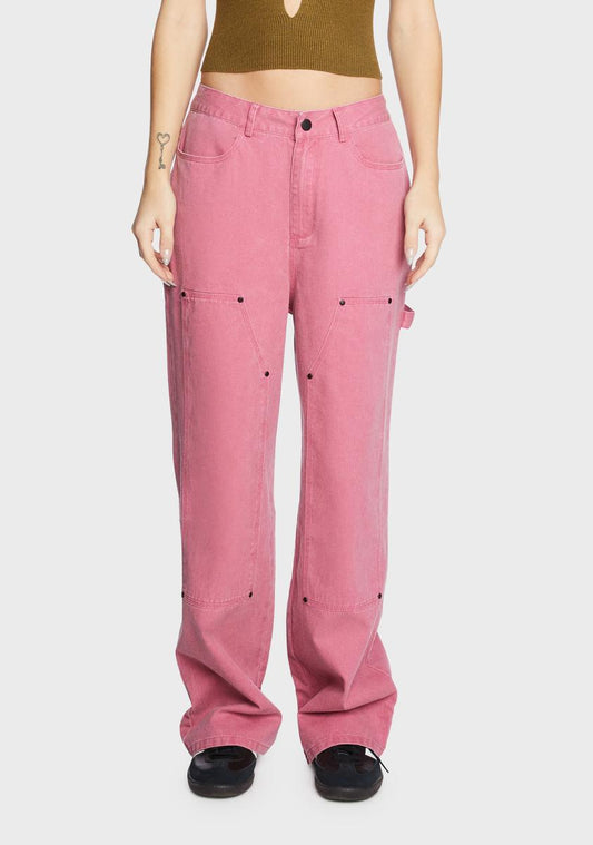 Berry Patchwork Utility Pants