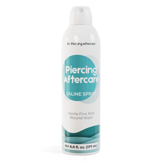 Dr. Piercing Aftercare Sterile Saline Spray - Sterile Saline Solution for Piercings - Ear Piercing Cleaner Saline Wound Wash Spray - Belly & Nose Piercing Keloid Bump Removal Treatment Ð 6.0 oz