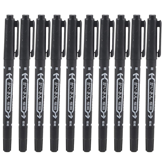 Saluaqui 10Pcs Double End Tattoo Stencil Skin Markers, Tattoo Piercing Positioning Skin Marker Marking Pen, Tattoo Tool, Tattoo Supply For Drawing On Skin Before Tattoo (Black)