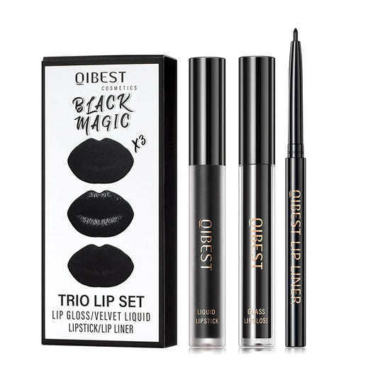 Black Lipstick Black Lip Liner And Liquid Lipstick Set Waterproof Long-Lasting High Pigmented Lip Gloss Kit For Eye Black Stick Face Body Paint Halloween Goth Makeup Athletes Costume Accessories #12