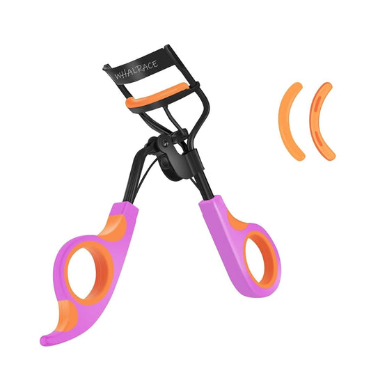 Whalrace Eye Lash Curler, Premium Quality Eyelash Curlers, Come with 2PCS Extra Eyelash Curler Refills, Superior Curling Effect - Orange Purple Handle