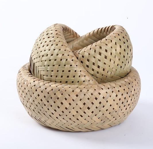 3 pieces woven 100% handmade bird's nest bamboo basket woven bread food woven round bamboo basket traditional decoration cute storage 8 inches 10 inches 12 inches set of 3