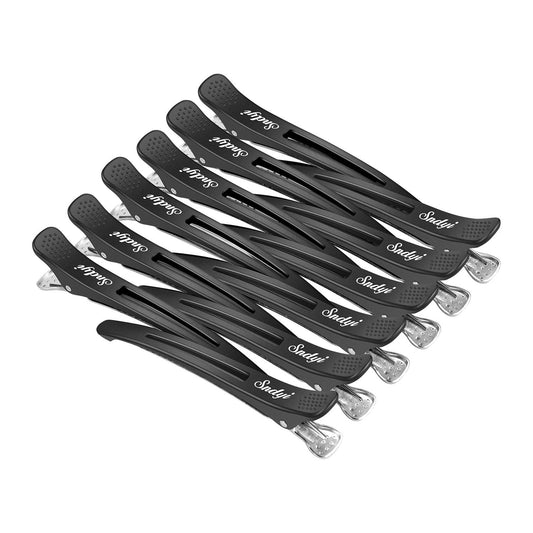 Sndyi Hair Clips 12 Packs - Professional Hair Clips for Styling Sectioning, Non Slip Duckbill Clips, Hair Roller Clips No Crease, Salon Hair Clips, Barber Hair Blips, 4.3'', Black
