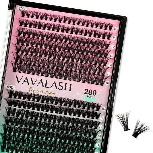 VAVALASH Cluster Lashes 30D+40D-0.07-D-10-16MIX DIY Faux Mink Silk Lash Clusters for Full Eyelash Extensions at Home (30D+40D-0.07-D-10-16mm Mix)