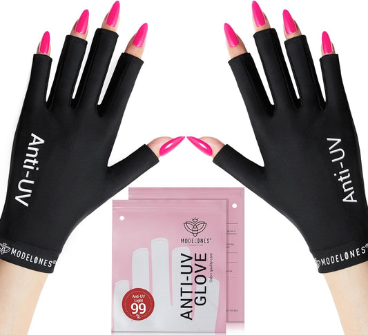 Modelones UV Blocking Gloves for Nail Art, LYCRA Fabric, 99% UV Protection, Suitable for Outdoor Activities