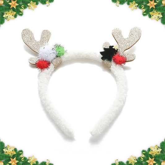 JEAIRTS Christmas Reindeer Headband Sequin Deer Antlers Xmas Hair Hoop Headpiece Glitter Christmas Headwear Holiday Hair Accessories for Women and Girls