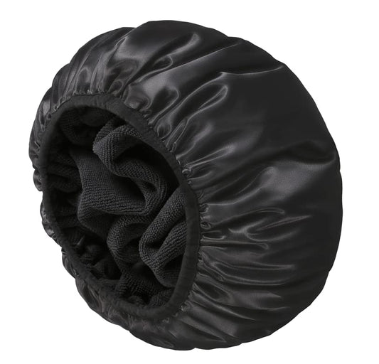 YIZIJIZI Terry Lined Shower Caps , Triple Layer Large Cap for Women , Reusable Caps Long Thick Hair , Waterproof Washable Soft Bath Hair Care