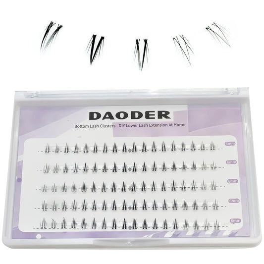 Bottom Lash Clusters DIY Eyelash Extensions - DAODER 90pcs Wispy Natural Look Clear Band Lashes for Bottom Eyelashes 6mm