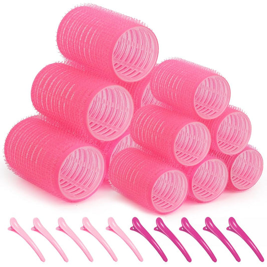 Hair Roller Sets,Self Grip 12 pcs,Salon Hair Dressing Curlers,DIY Hair Styles,Heatless Hair Curlers,Lazy hair curle,Hair rollers with clips,Sungenol 2 sizes Hair Rollers in 1 set