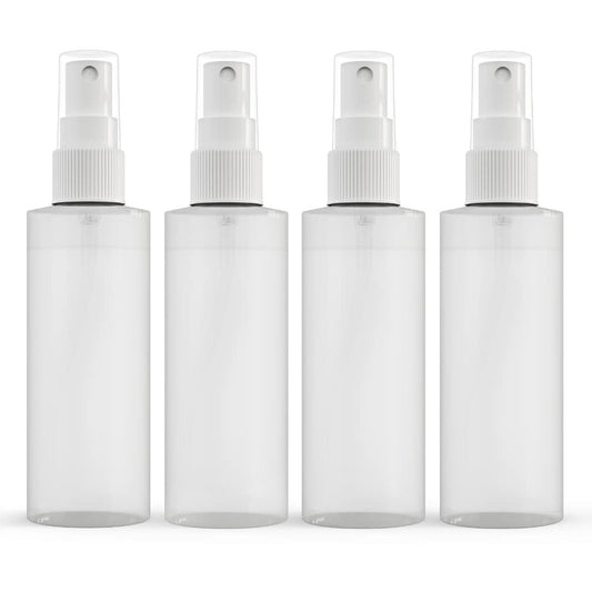 _Made In USA_Plastic Spray Bottle Fine Mist 4 Oz (120ml) Ð Refillable, Reusable, Portable Sprayer, Travel Size, Leak Proof for Household Use, Essential Oil, Cleaning Solution and Perfume (4 Pack)