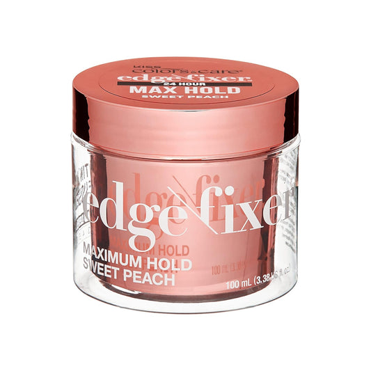 KISS COLORS & CARE Maximum Hold Edge Fixer, Non-Greasy Gel Formula Infused With Biotin B7, 24 Hour Hold, ÔSweet PeachÕ Scented, 3.38 Fl. Oz. (100 ml)