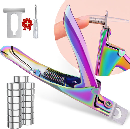 Chameleon Metal Premium Adjustable Nail Clippers with Magnet Sizers for Acrylic Nails, Professional Stainless Steel Fake False Nail Tip Clipper Cutter Trimmer, Manicure Tool for Salon Home Nail Art