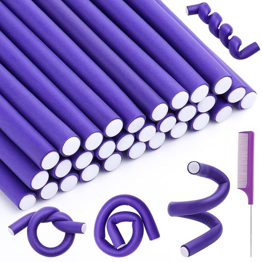 30Pcs 9.45"x 0.47" Flexible Hair Rollers Foam Curlers Flexible Curling Rods No Heat Curlers Hair Rods for Short, Medium and Long Hair