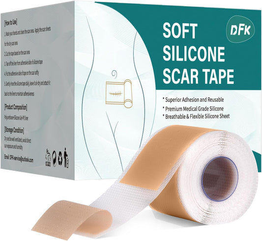 Silicone Scar Sheets (1.6Ó x 79Ó Roll-2M), Silicone Scar Tape, Reusable Professional Scar Silicone Strips,Scar Away Silicone Scar Sheets for Keloid, Surgical Scars, Acne Scars, C-Section, Acne etc
