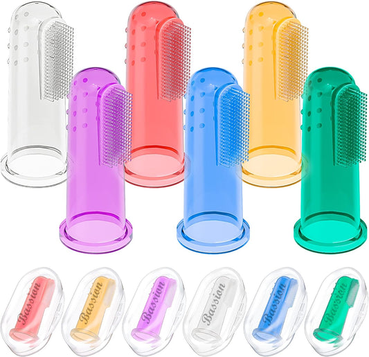 Baby Toothbrush Set, 6 Pcs Soft Infant Finger Toothbrush with 6 Boxes, Newborns Toddler Silicone Baby Tooth Brush 0-6 Months 6-12 Months