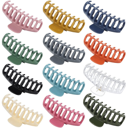 12 Pack Large 4.3 Inch Stylish Barrettes in 12 Colors for Unisex