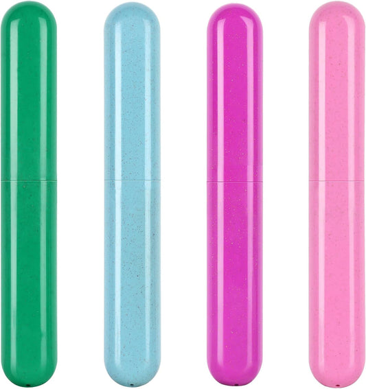 4 Pack Toothbrush Cases Travel Toothbrush Holder Portable Toothbrush Container Case Plastic Toothbrush Carrier Cover Case Toothbrush Protector for Traveling, Bathroom, School, Home, Camping