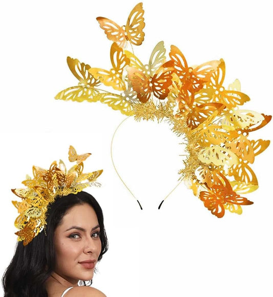 Barode Women Butterfly Headband Tiaras Cosplay Halloween Monarch Costume Crown Tea Party Photo Props Fascinators Headpiece
