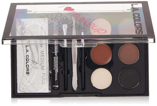 L.A. Colors I Heart Makeup Brow Palette, Medium to Dark, 0.26 Ounce