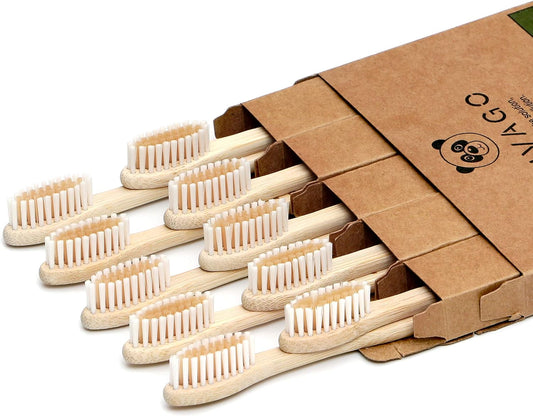 VIVAGO Biodegradable Bamboo Toothbrushes 10 Pack - BPA Free Soft Bristles Toothbrushes, Eco-Friendly, Compostable Natural WoodenÊToothbrush