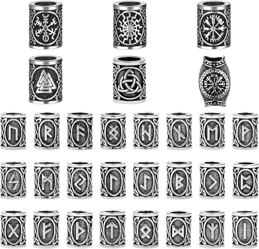 Premium Viking Hair Beads,Dreadlock Craft Beads Dread Beads,Beard Beads for Men,Viking Hair Accessories Rune Beads for Hair Braids Braiding Bracelet Pendant Necklace,Paracord Beads Beard Rings