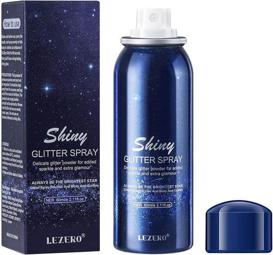 Temporary Body Glitter Spray, Body Shimmery Spray for Skin, Face, Hair, Clothing, Quick-Drying Waterproof Shiny Hairspray Face Highlighter Mist for Singer Concerts, Music Festival Rave, Stage, 2oz