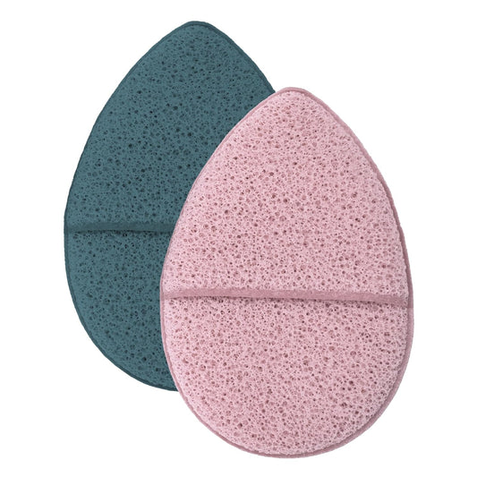 S&T INC. Face Sponges for Cleansing, Exfoliating Face Scrubber and Reusable Makeup Remover, Blue and Pink, 2 Pack