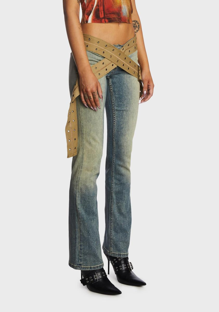 Strap Up Stonewash Jeans