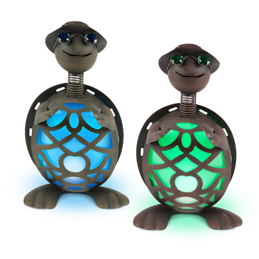 14.5" Solar Powered Turtle Figurines Garden Statues, 2-Pack