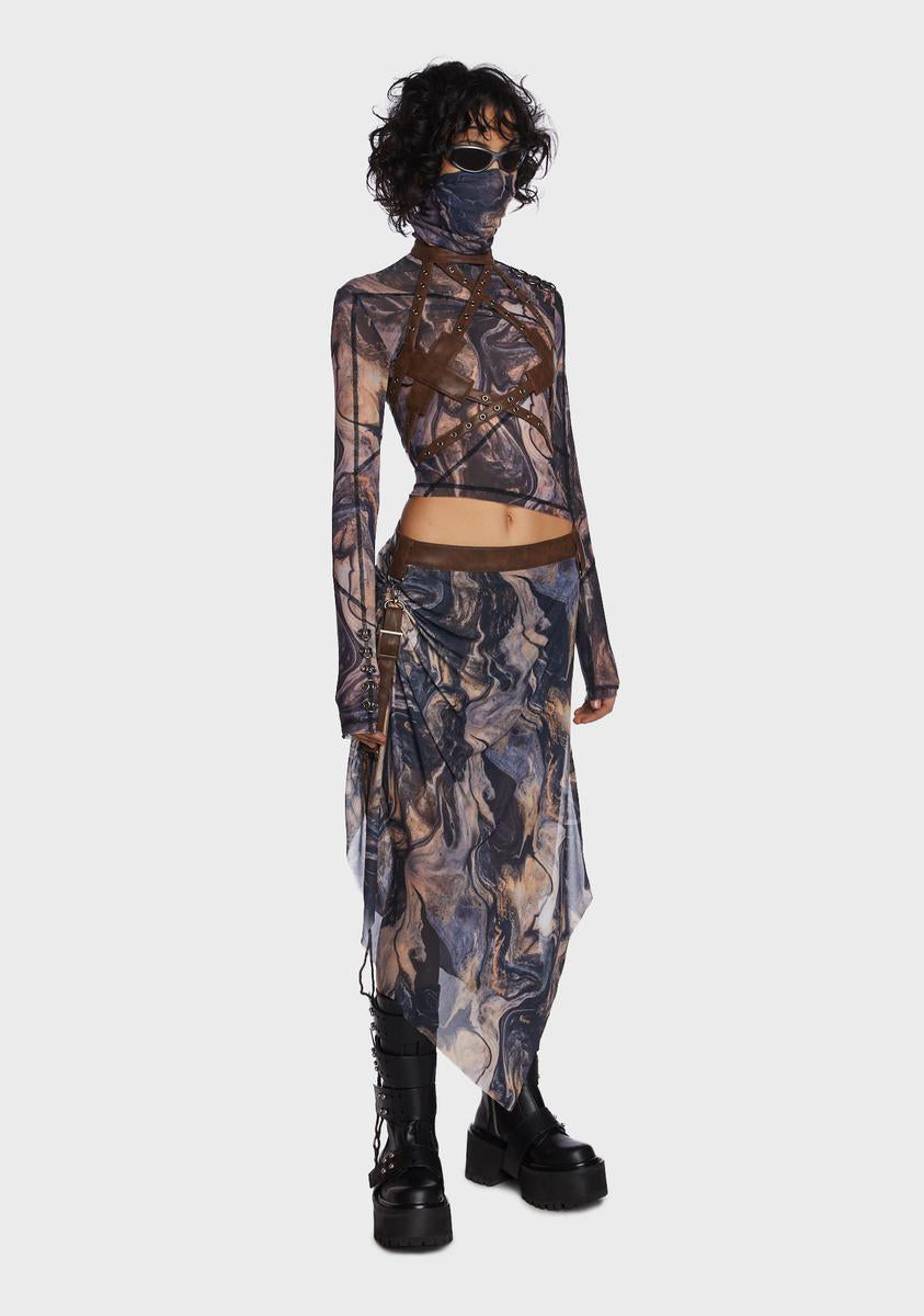 Echo Rockslide Print Midi Skirt