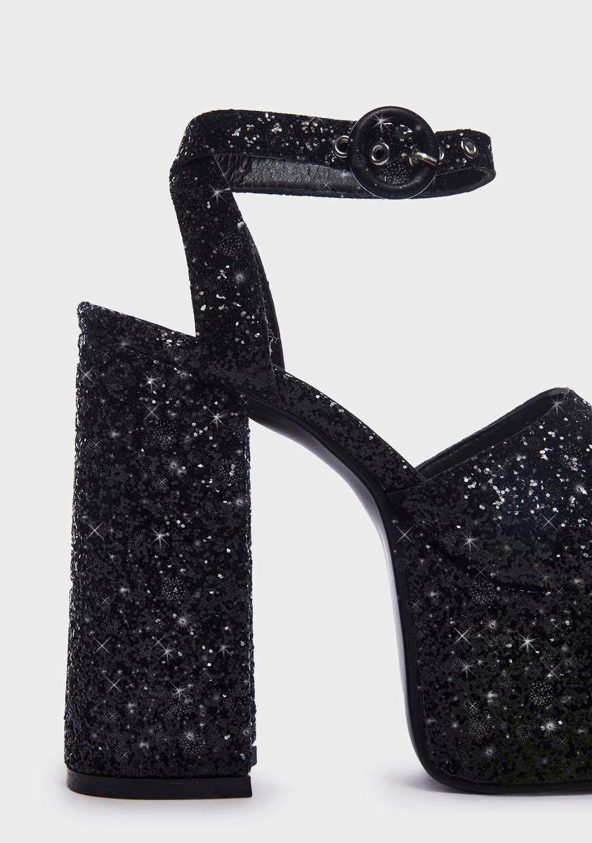 Black C Me Platform Heels