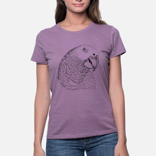 African Grey Parrot - Women's Crewneck - Made in USA - 100% Organic Cotton