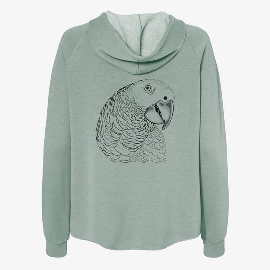 African Grey Parrot - Women's Cali Wave Zip-Up Sweatshirt