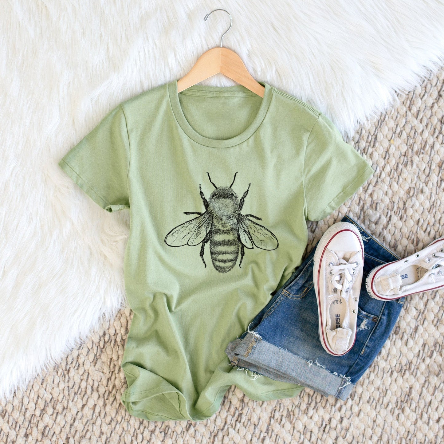Apis Mellifera - Honey Bee - Women's Crewneck - Made in USA - 100% Organic Cotton