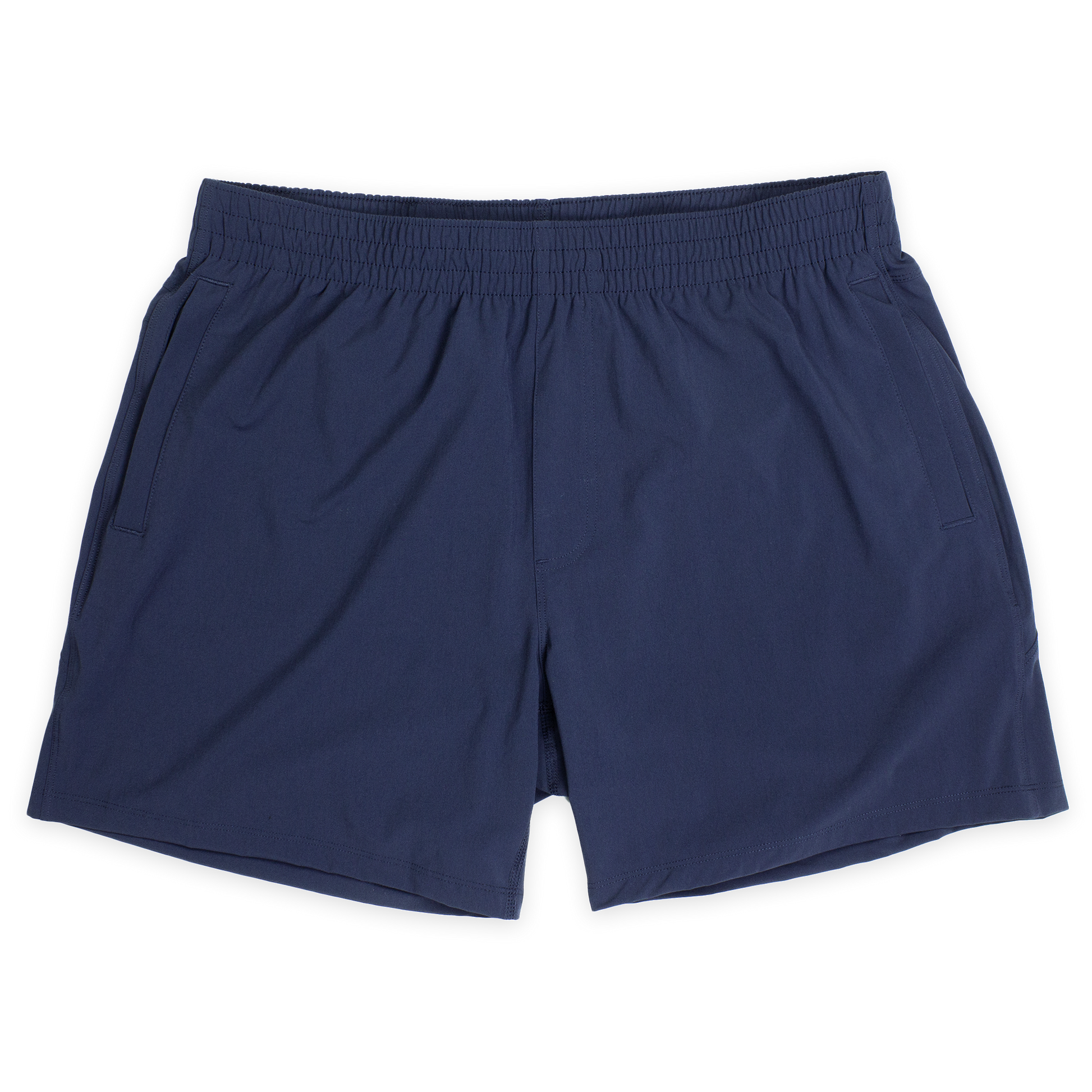 Atlas Short 5.5" Navy Front with elastic waistband and two inseam pockets