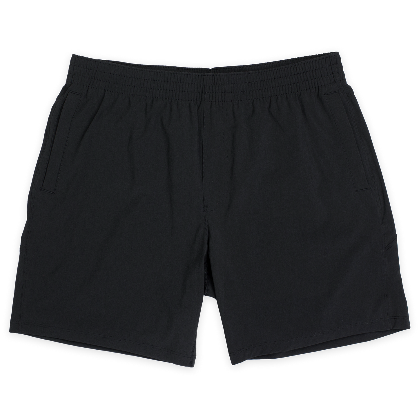 Atlas Short 7" Black Front with elastic waistband and two inseam pockets