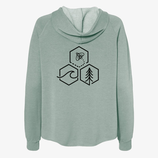 Bee-Sea-Tree Triptych - Women's Cali Wave Zip-Up Sweatshirt