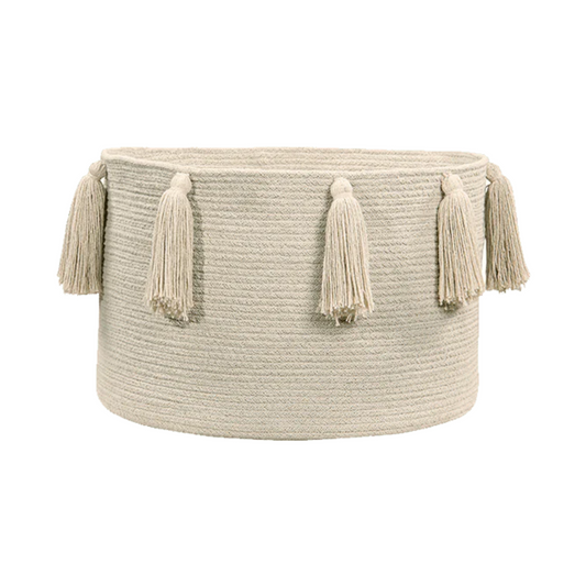 Beige Tassel Basket