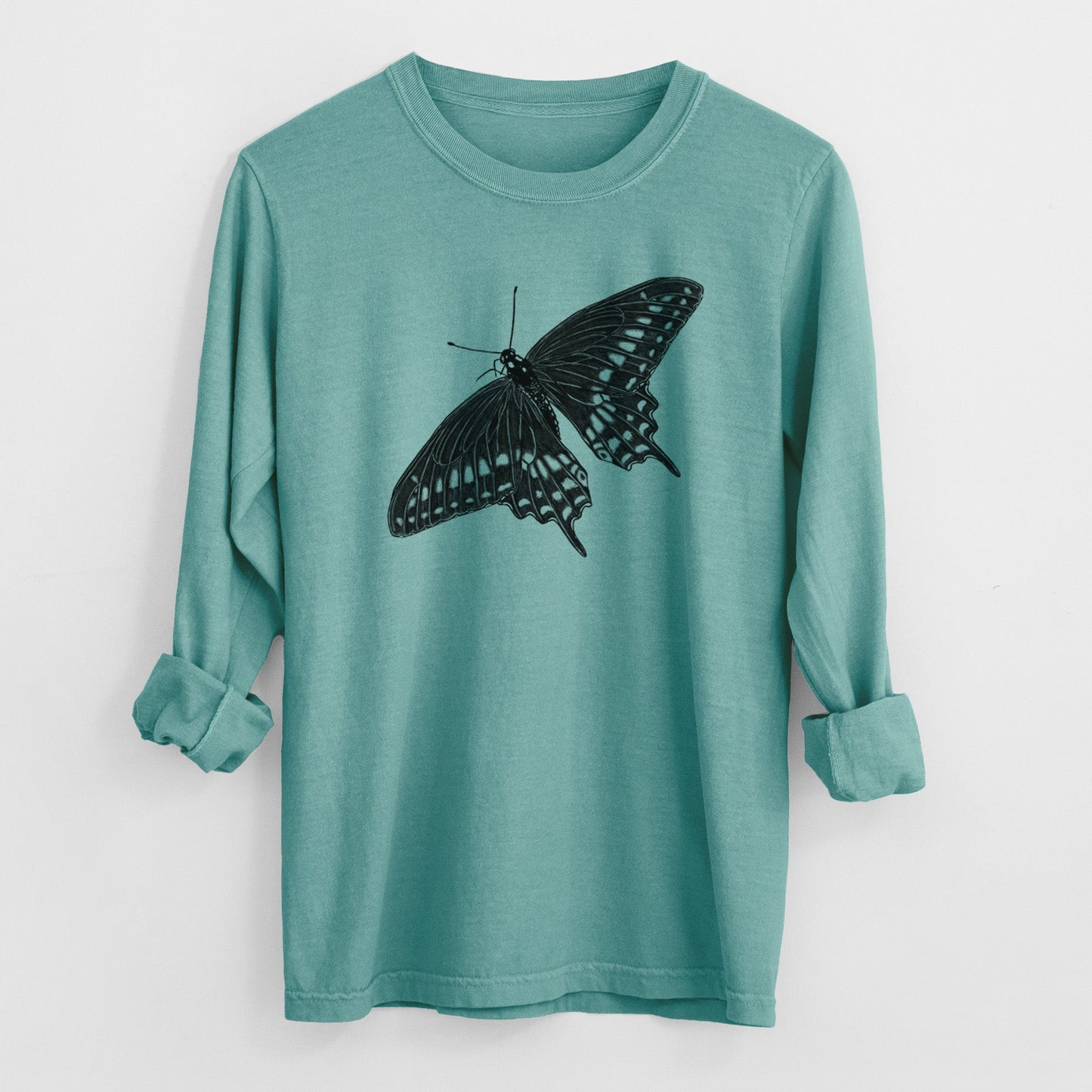 Black Swallowtail Butterfly - Papilio polyxenes - Heavyweight 100% Cotton Long Sleeve