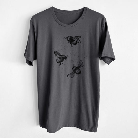 American Bumblebee Trio - Bombus Pensylvanicus - Unisex Crewneck - Made in USA - 100% Organic Cotton
